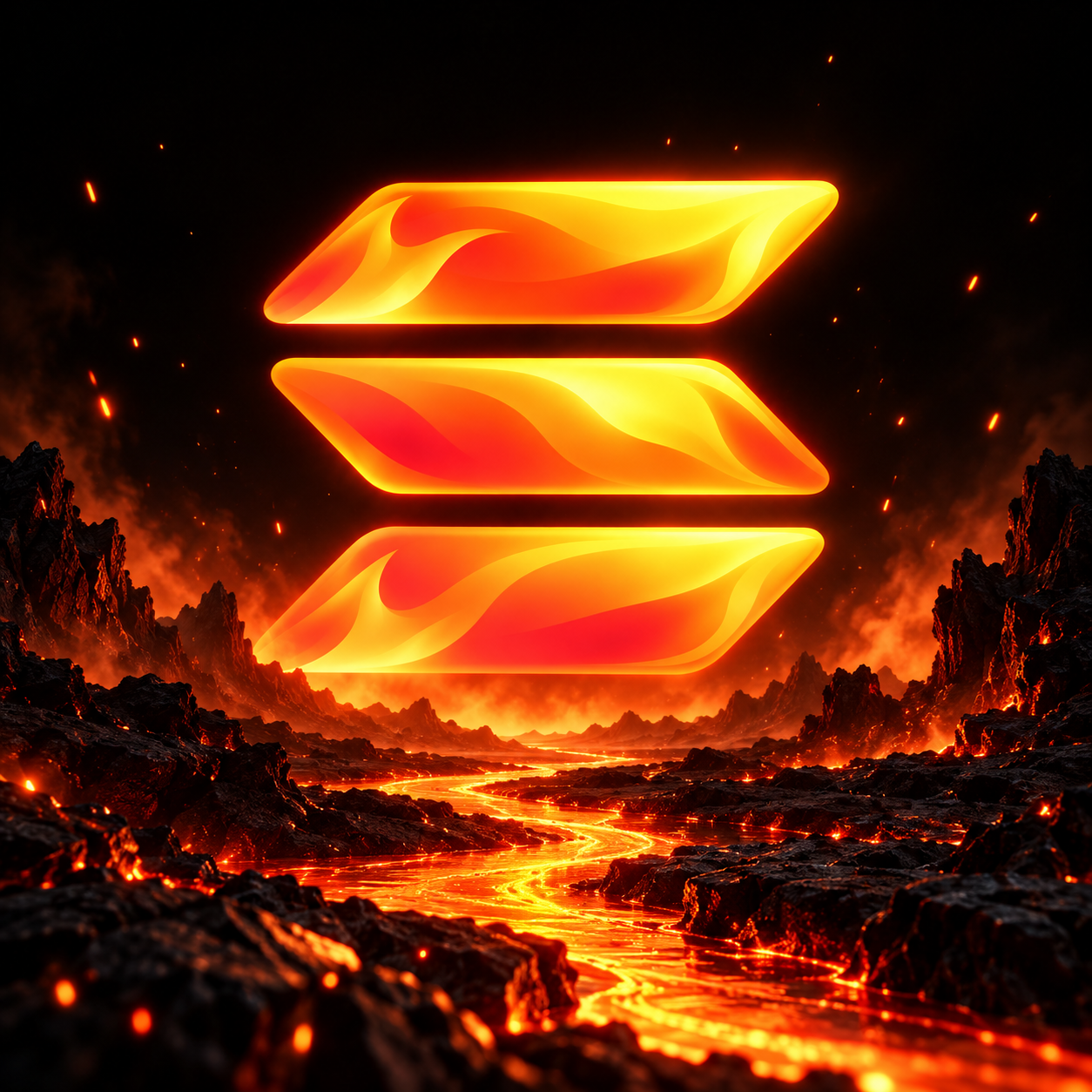 The HOTSol emblem above a volcanic horizon